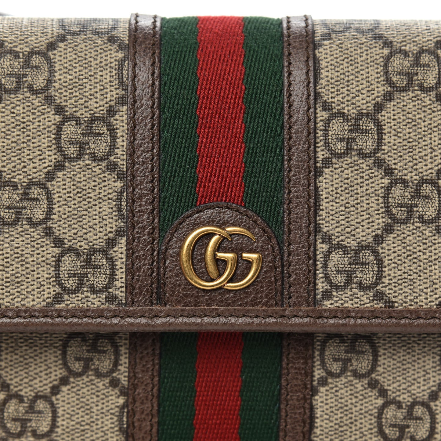 GG Supreme Monogram Web Ophidia Crossbody Wallet Beige New Acero