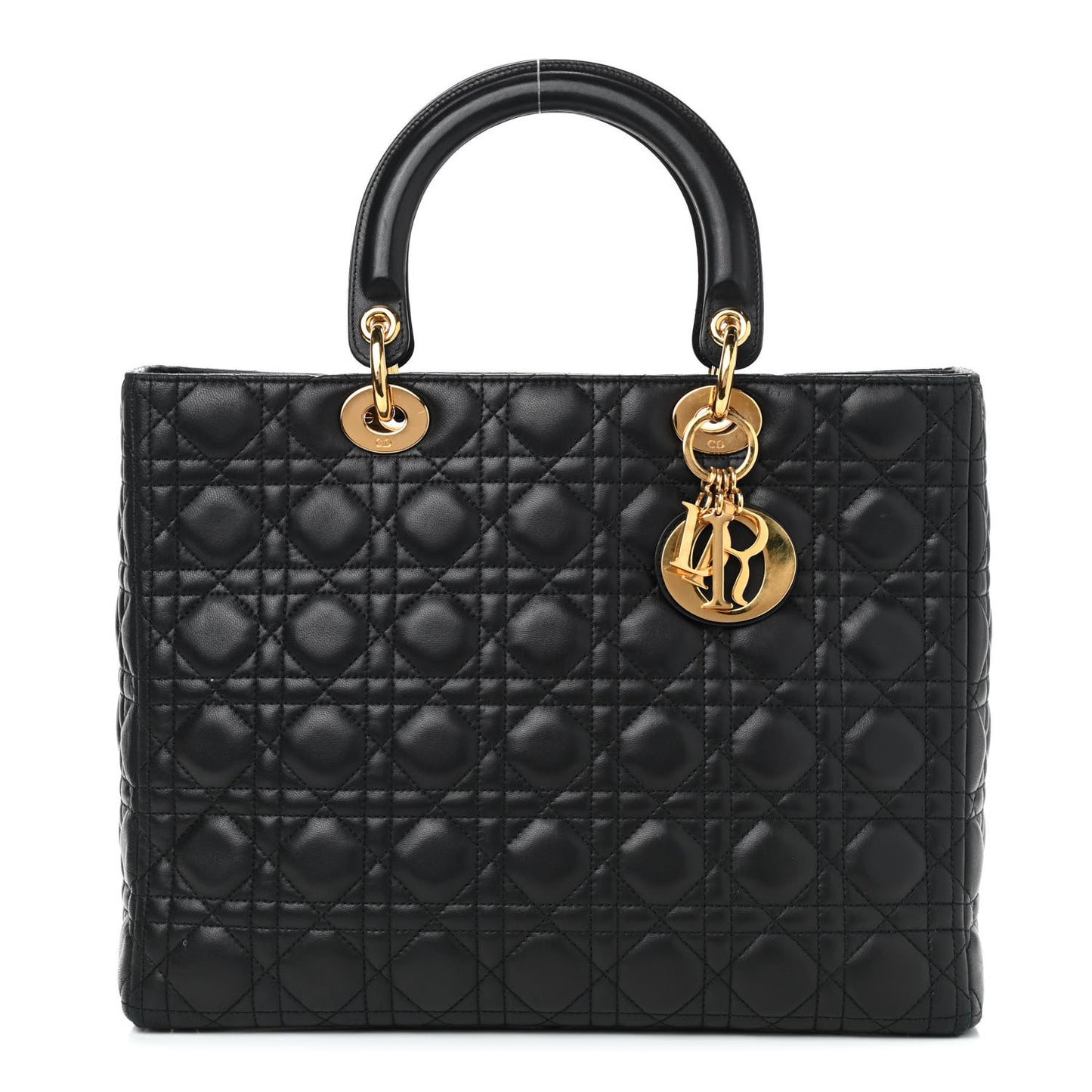 Lambskin Cannage Large Lady Dior Navy Blue