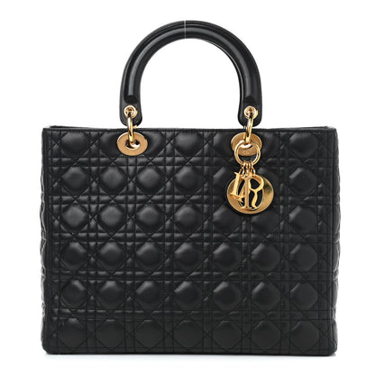 Christian Dior Lambskin Cannage Large Lady Dior Navy Blue 1 of 8