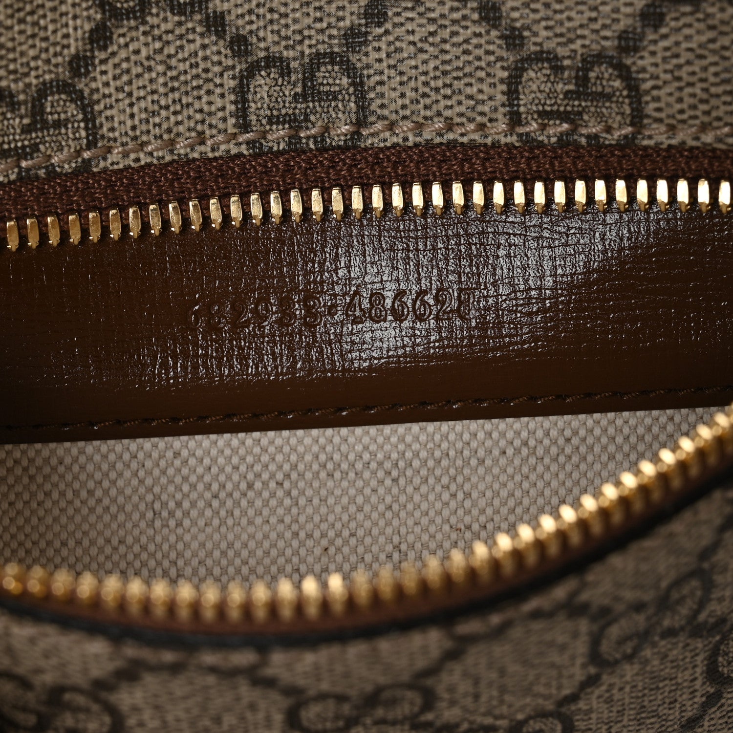 Gucci GG Supreme Monogram Textured Calfskin Retro Interlocking G Belt Bag Beige Ebony Brown Sugar 7 of 11