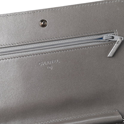 Chanel Metallic Lambskin Quilted Data Center Wallet On Chain WOC Silver 8 of 13