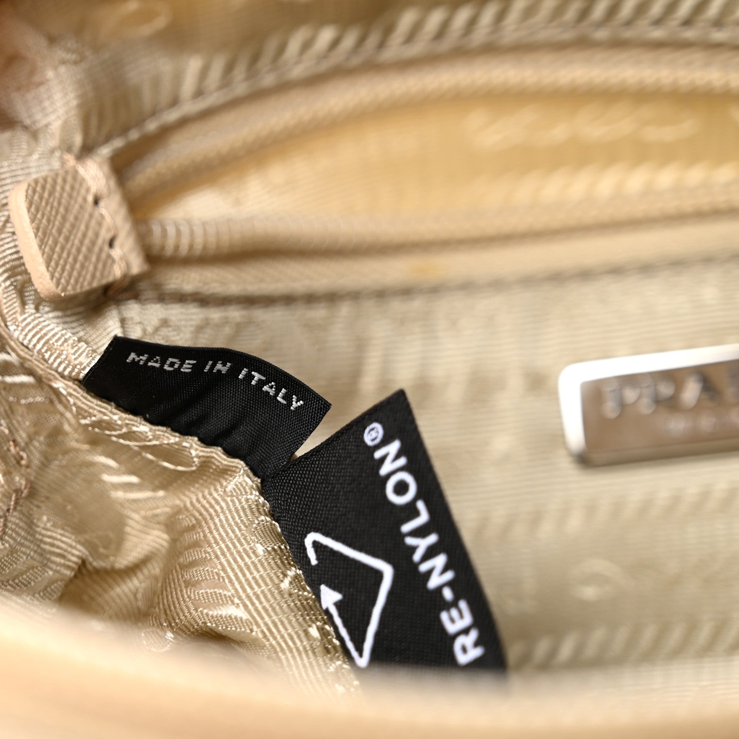 Prada Tessuto Nylon Vela Saffiano Necessaire Wristlet Pouch Cammeo 7 of 10