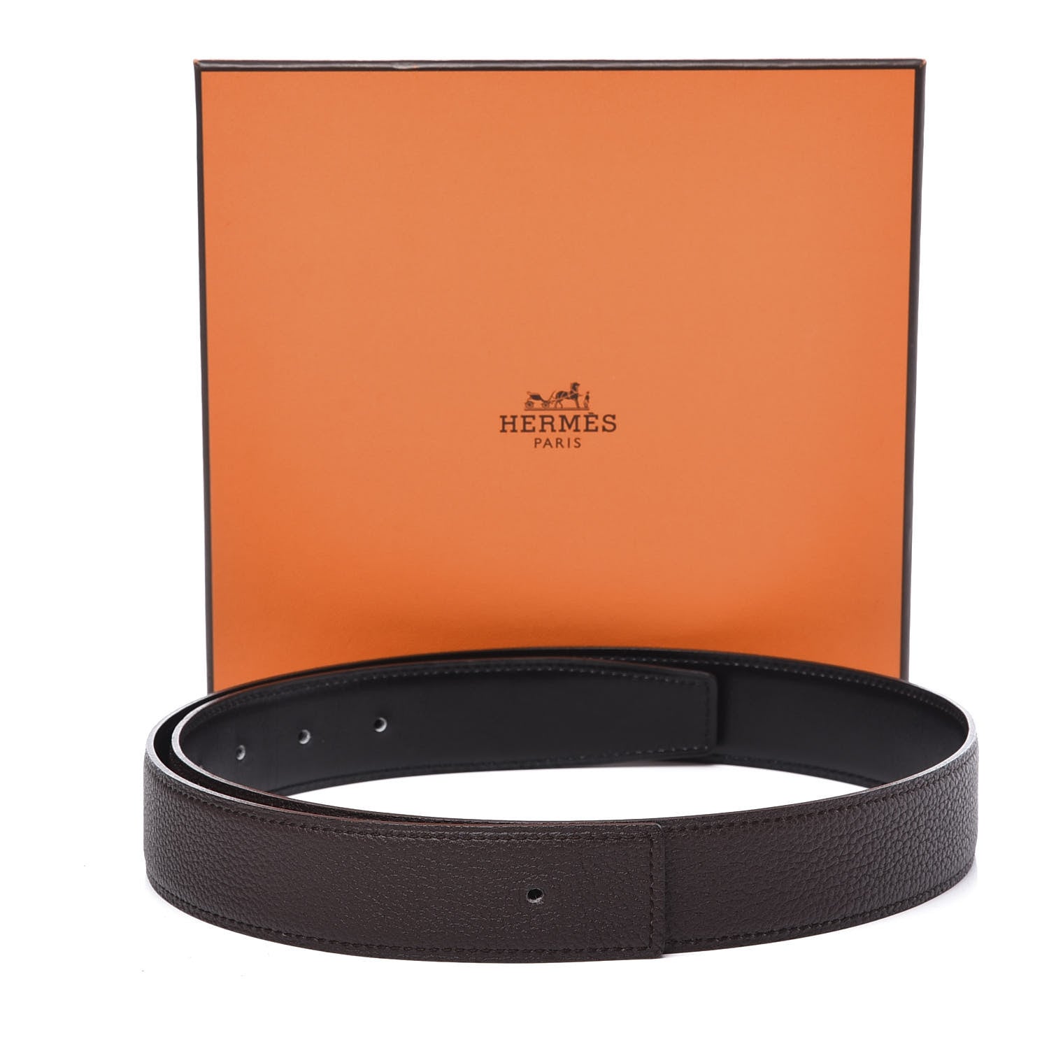 Hermes Box Togo 32mm Belt Strap 85 Black Chocolate 6 of 6