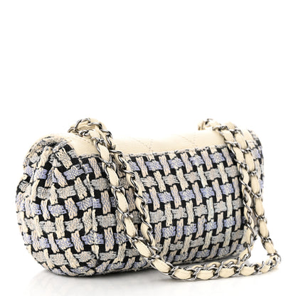 Chanel Tweed Calfskin Woven Single Flap Blue 3 of 10