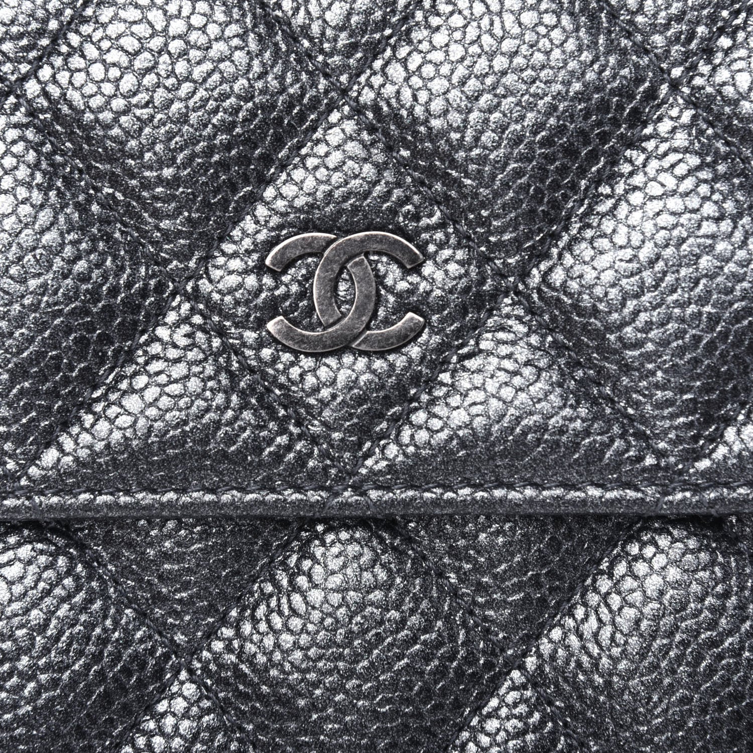 Chanel Metallic Caviar Quilted Large Flap Wallet Charcoal 18 of 18