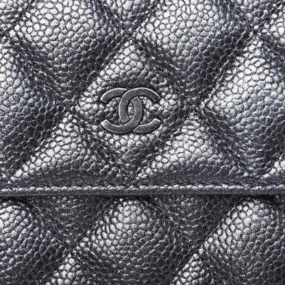 Chanel Metallic Caviar Quilted Large Flap Wallet Charcoal 18 of 18