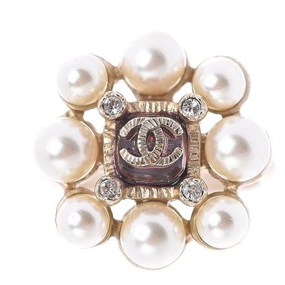 Chanel Pearl Crystal CC Ring 6 Gold 1 of 4