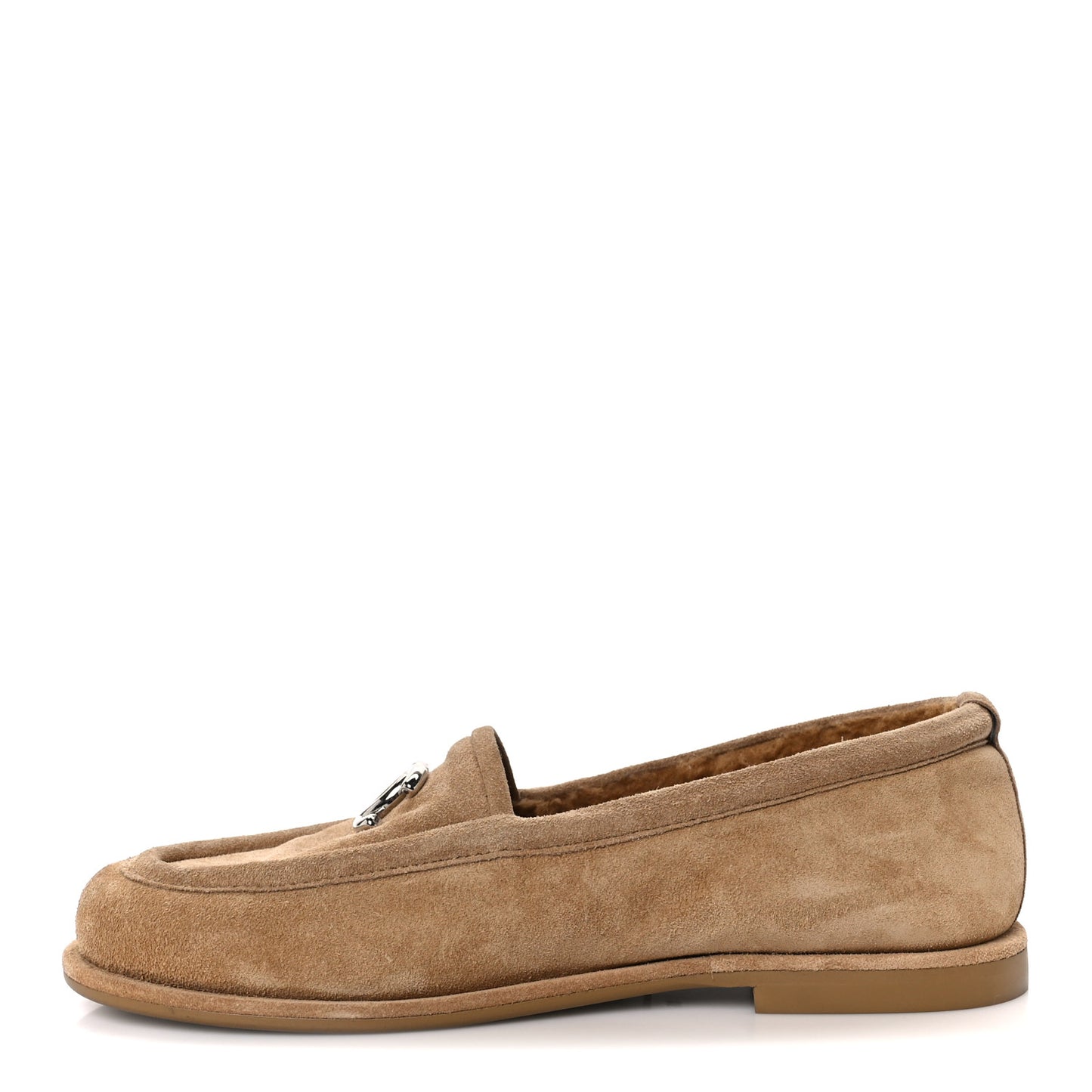 Suede Calfskin CC Loafers 36 Dark Beige