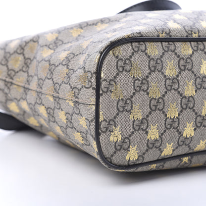 Gucci Soft GG Supreme Monogram Bees Small Crossbody Tote Beige Oro Black 8 of 10
