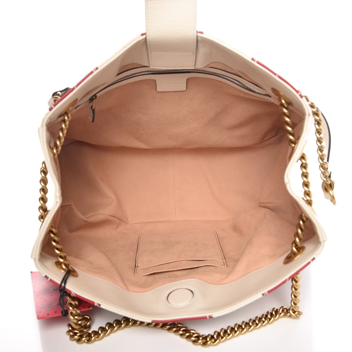 Calfskin Matelasse Trompe L'Oeil Print Medium GG Marmont Shoulder Tote Mystic White Hibiscus Red Marine Giallo