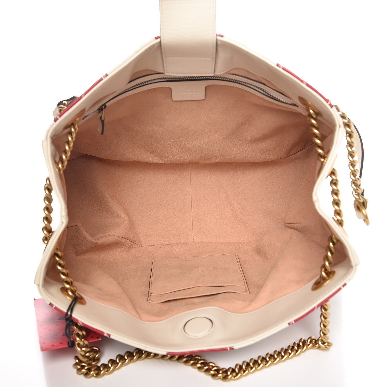 Gucci Calfskin Matelasse Trompe L'Oeil Print Medium GG Marmont Shoulder Tote Mystic White Hibiscus Red Marine Giallo 5 of 11