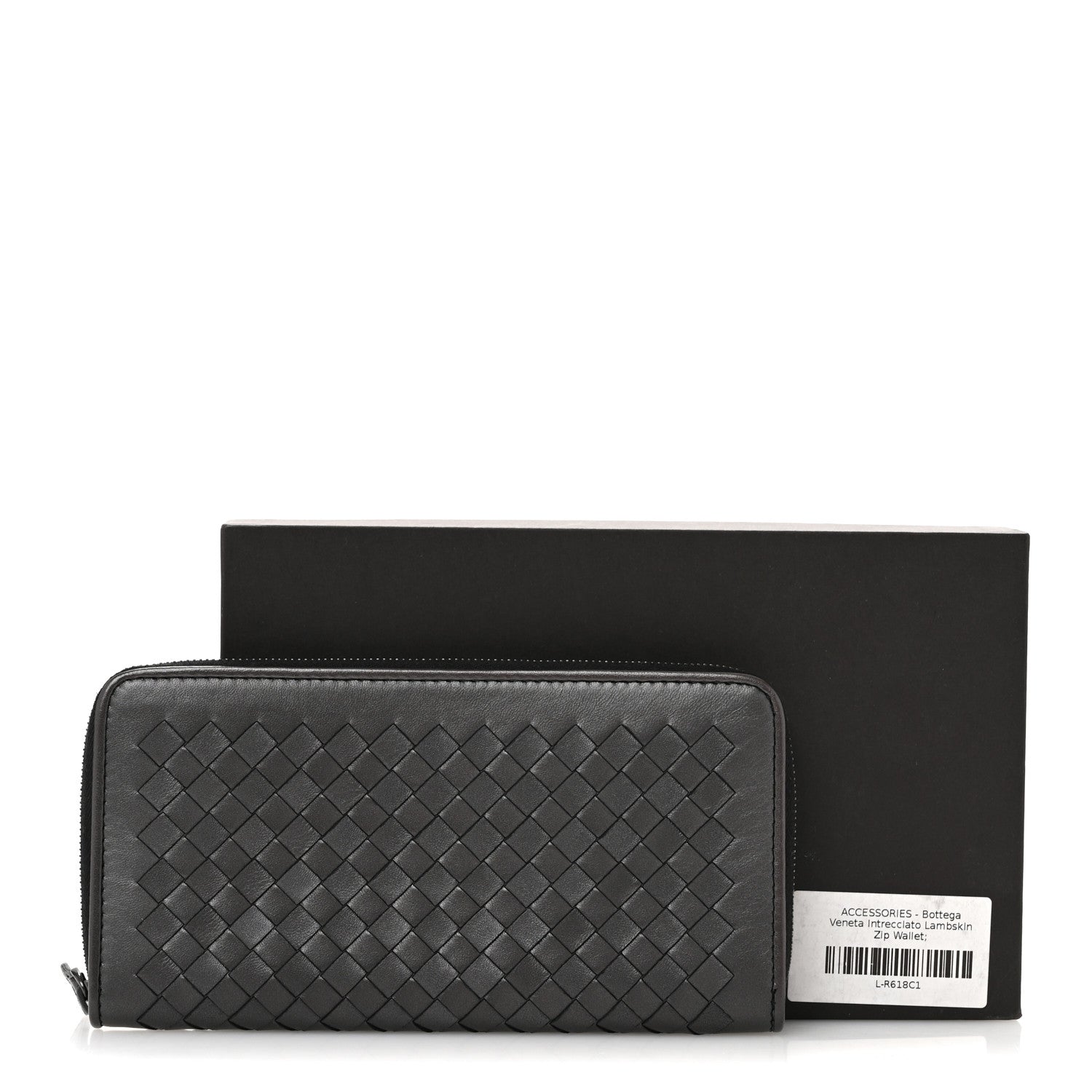 Bottega Veneta Metallic Nappa Intrecciato Zip Around Wallet Grey 9 of 9