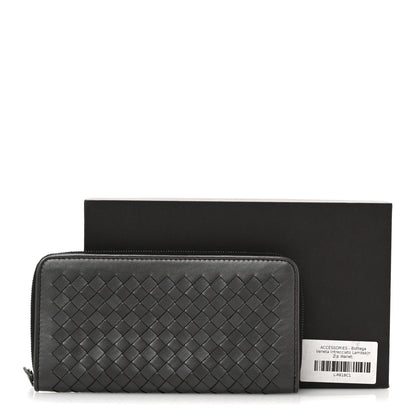 Bottega Veneta Metallic Nappa Intrecciato Zip Around Wallet Grey 9 of 9