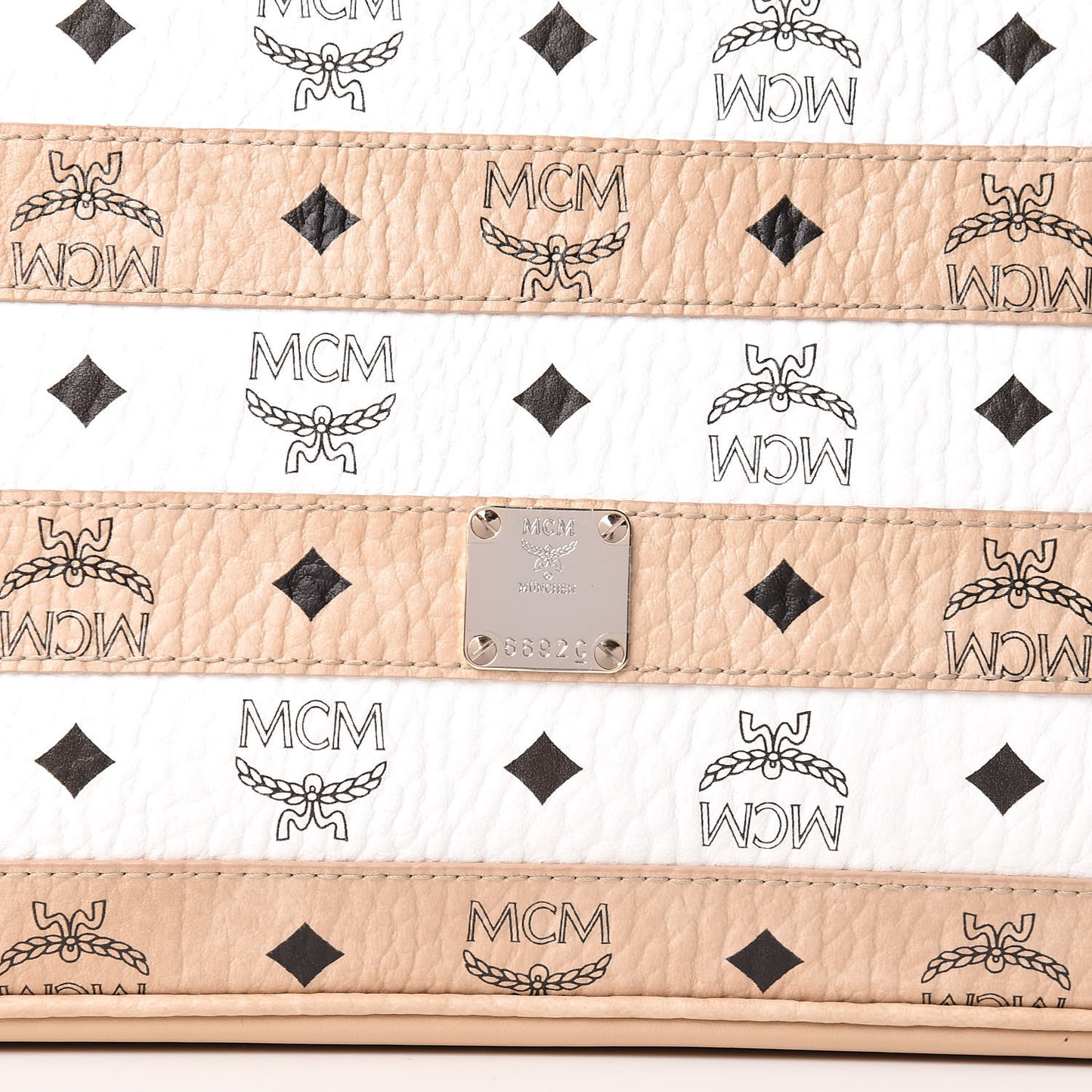 Visetos Striped Medium Anya Shopper Tote White Beige