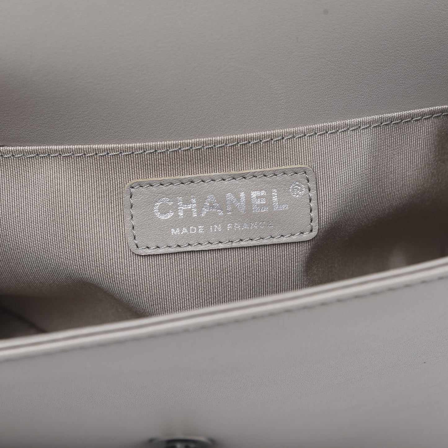 Calfskin Quilted Medium Boy Top Handle Flap Grey