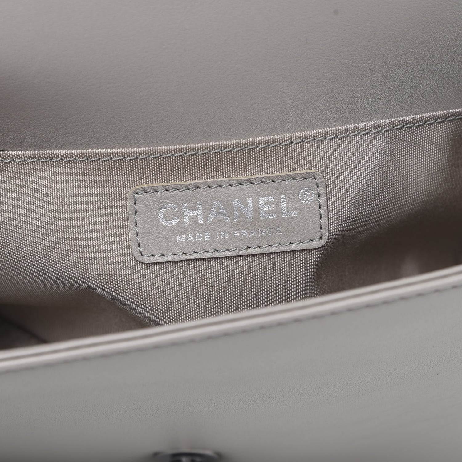 Chanel Calfskin Quilted Medium Boy Top Handle Flap Grey 6 of 10