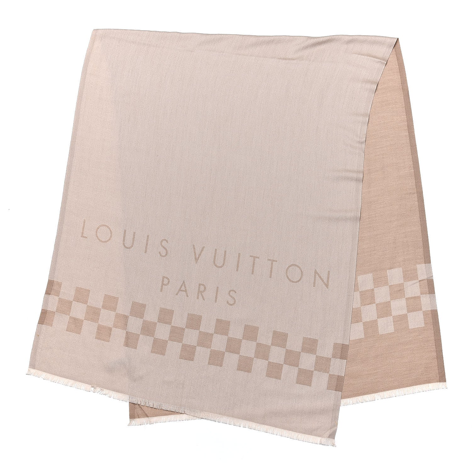 Louis Vuitton Cashmere Damier Shawl Beige 3 of 5