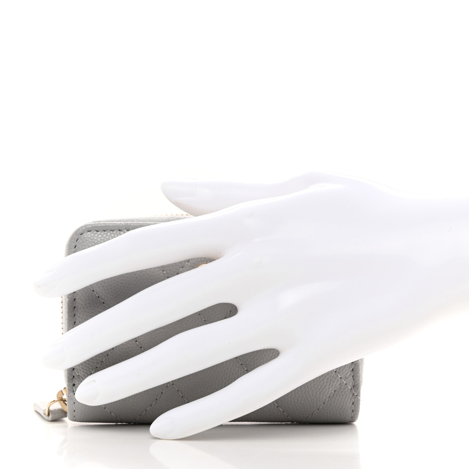 Chanel Caviar Quilted Zip Coin Purse Grey 2 of 9