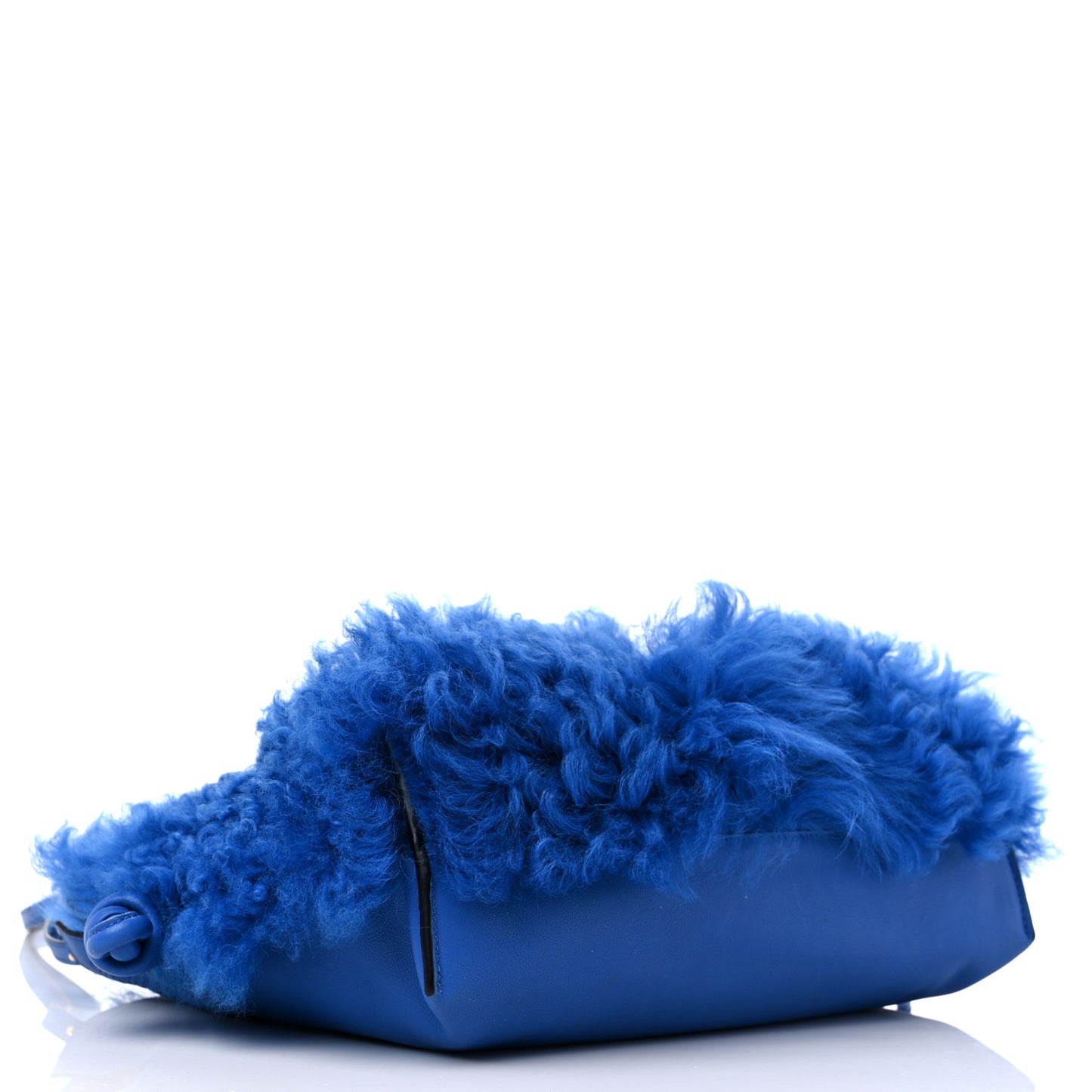Nappa Shearling Flamenco Knot Clutch Blue