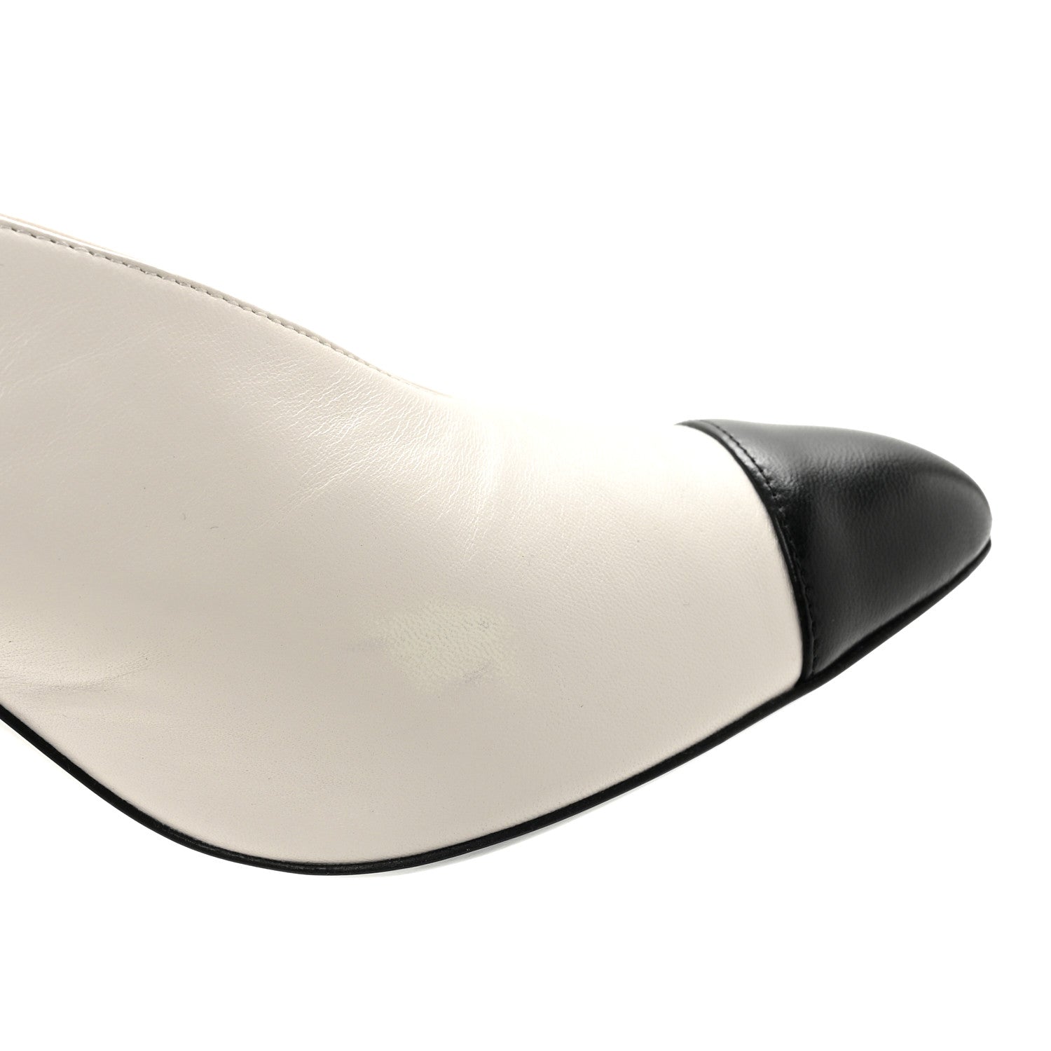 Chanel Lambskin Slingback Pumps 36.5 White Black 10 of 12