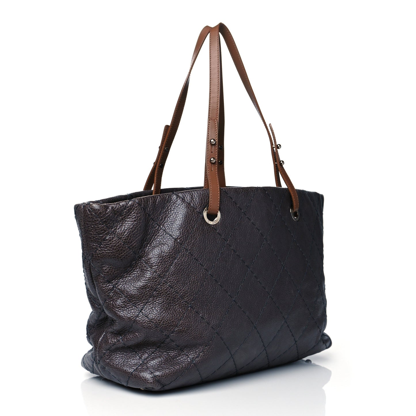 Glazed Calfskin Large On The Road Tote Grey