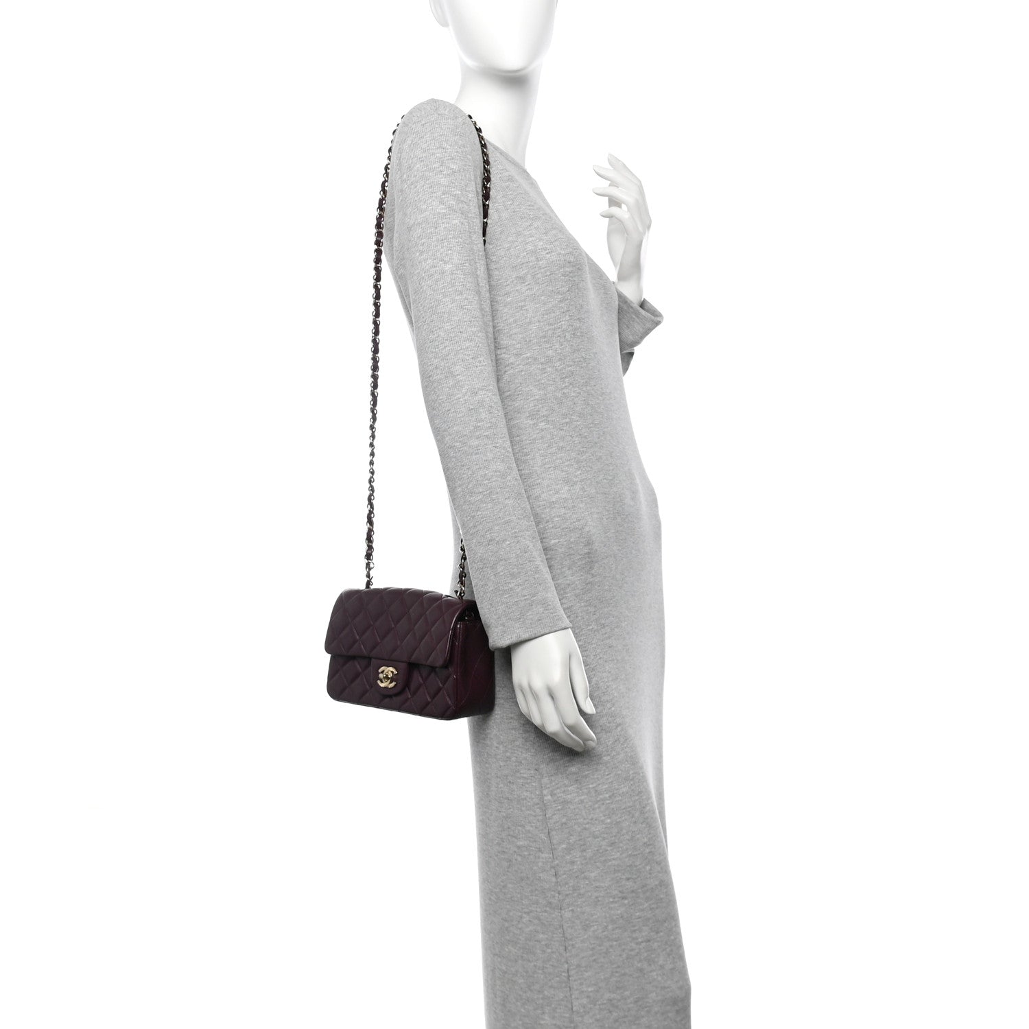 Chanel Lambskin Quilted Mini Rectangular Flap Dark Purple 2 of 12