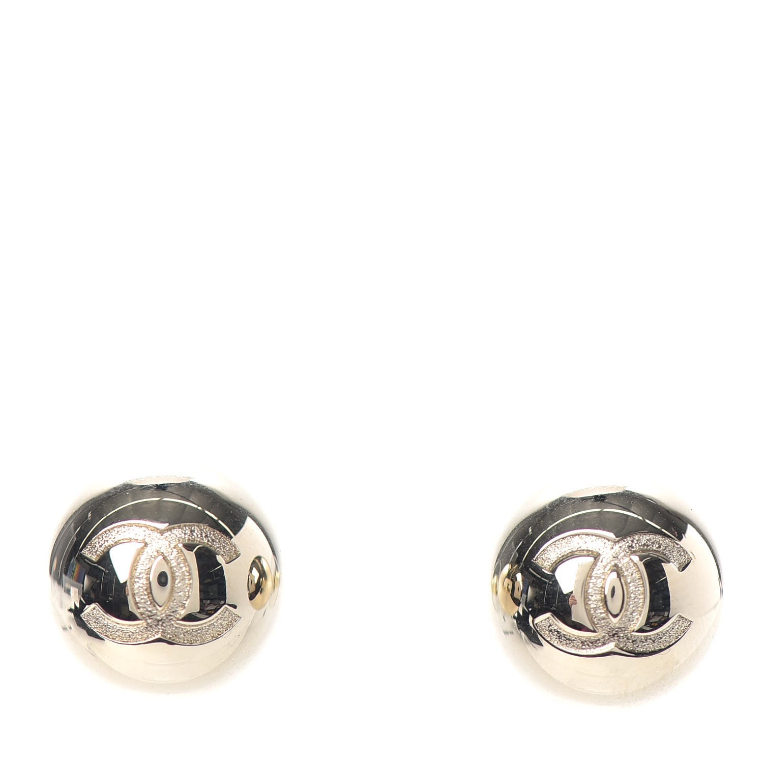 Chanel Metal Bead CC Stud Earrings Gold 1 of 4