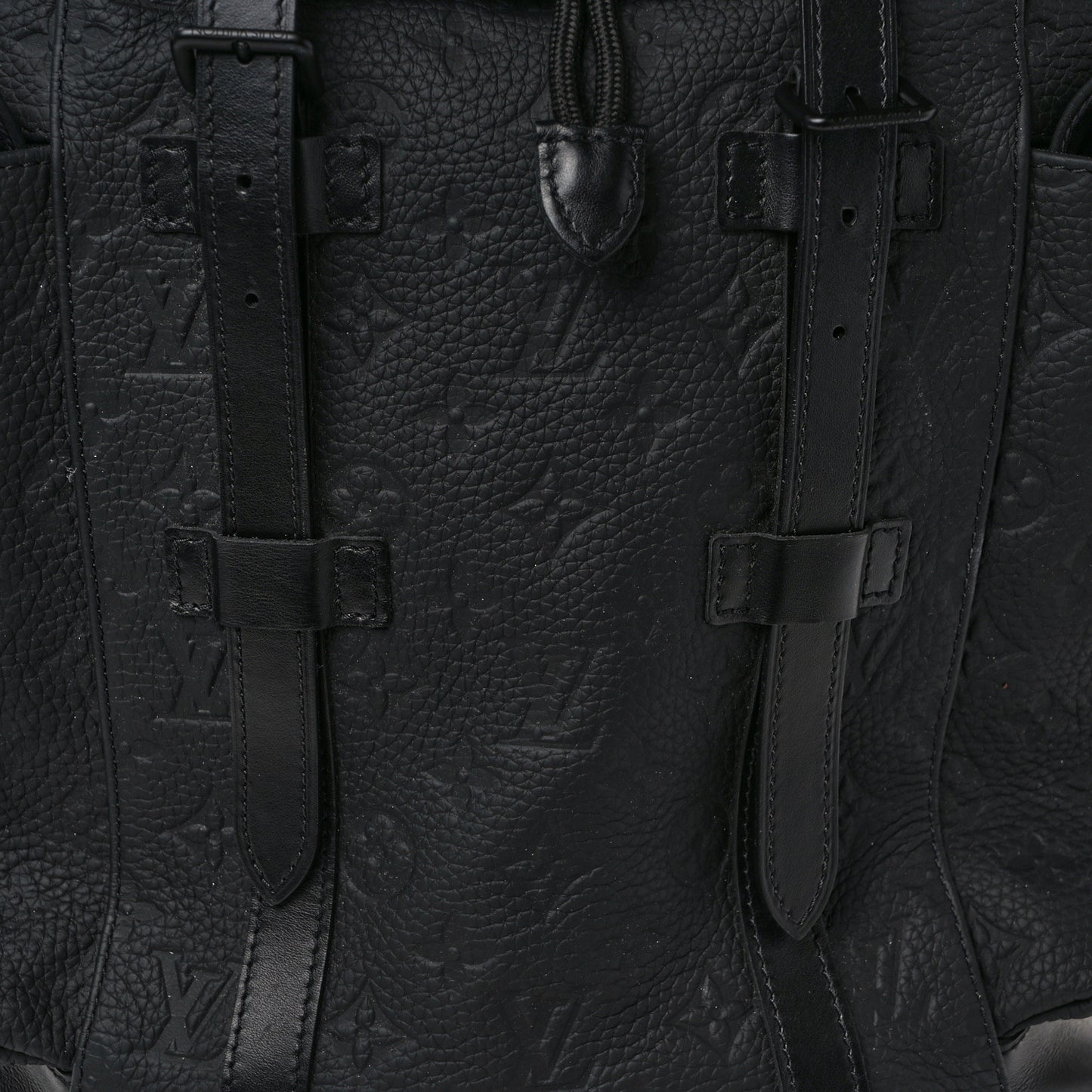 LOUIS VUITTON Taurillon Monogram Christopher MM Backpack Black