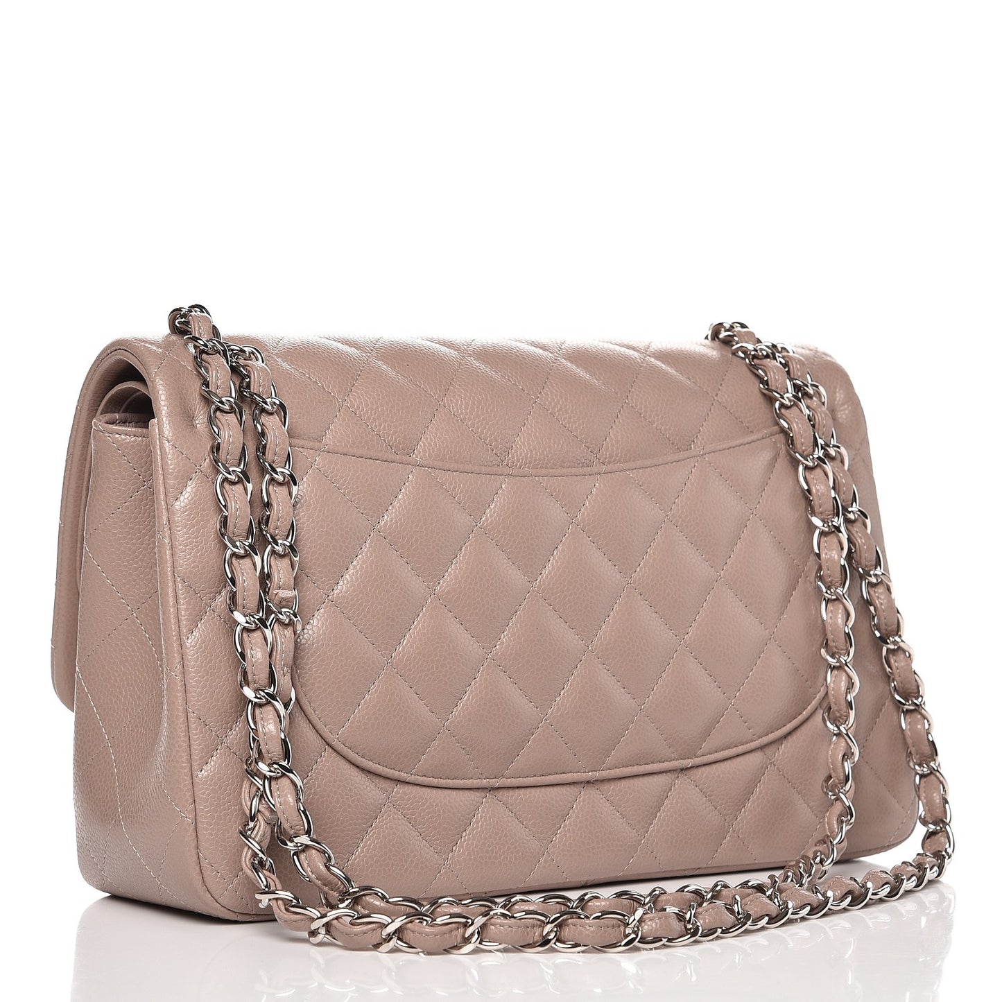 Caviar Quilted Jumbo Double Flap Grey