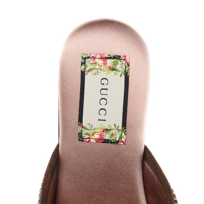 Gucci Velvet GG Monogram Crystal Womens Slippers 36.5 Brown Vintage Cocoa 5 of 8