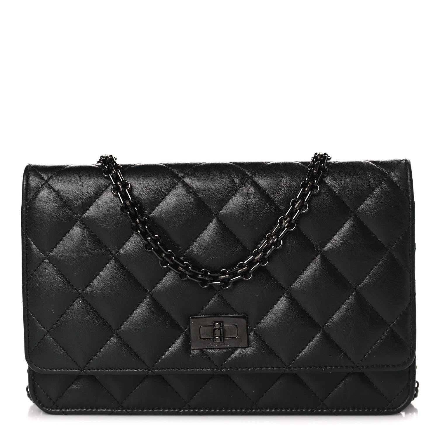 Chanel Aged Calfskin Quilted Reissue Wallet On Chain WOC So Black 1 of 10