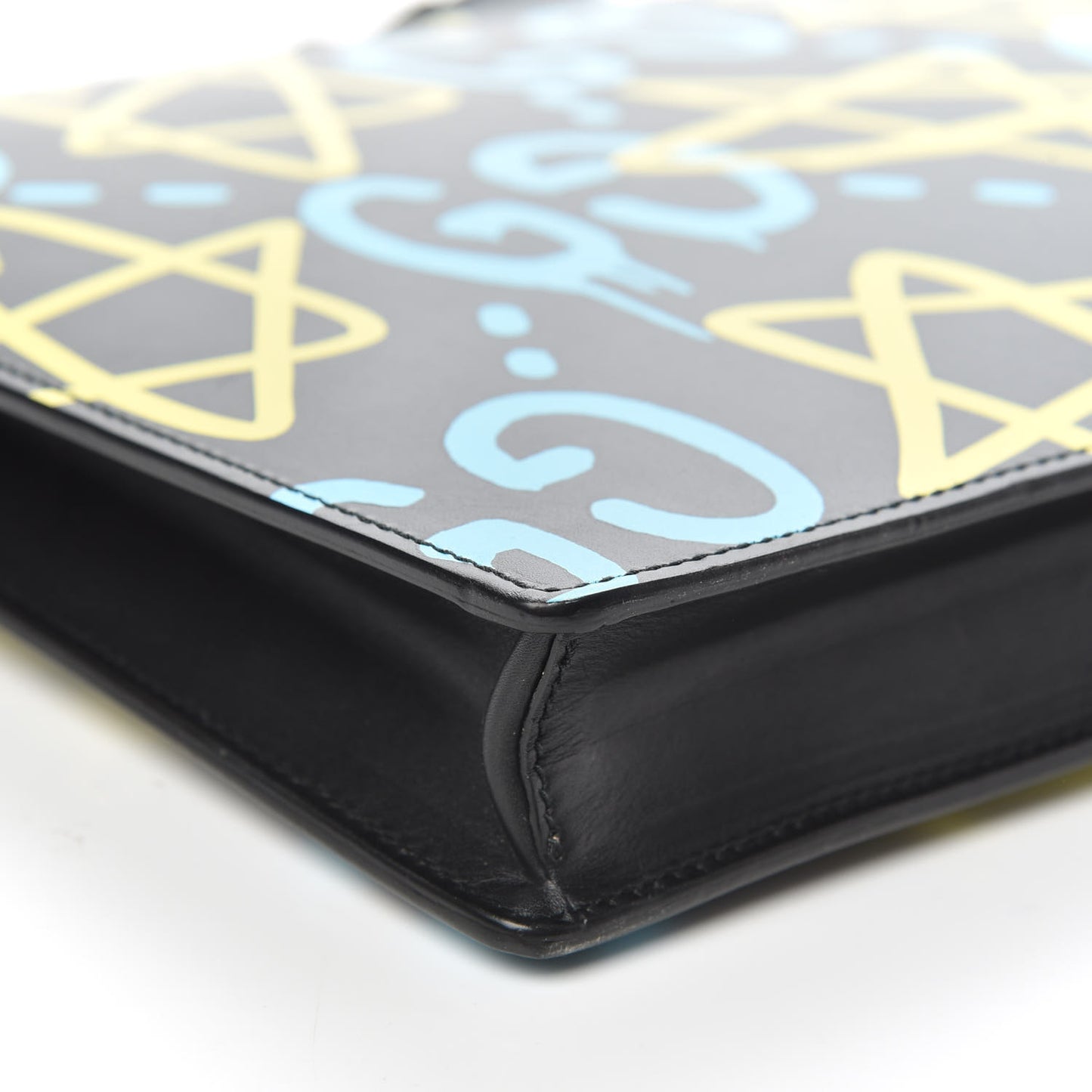 Calfskin GucciGhost Print GG Medium Documents Holder Black New Acquamarine