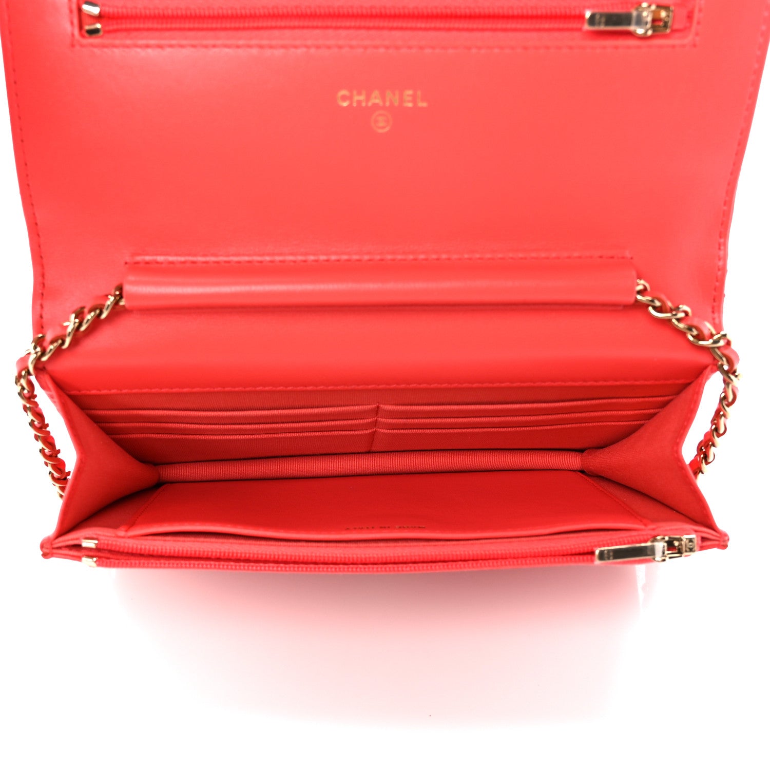 Chanel Lambskin Quilted Wallet On Chain WOC Orange 5 of 11