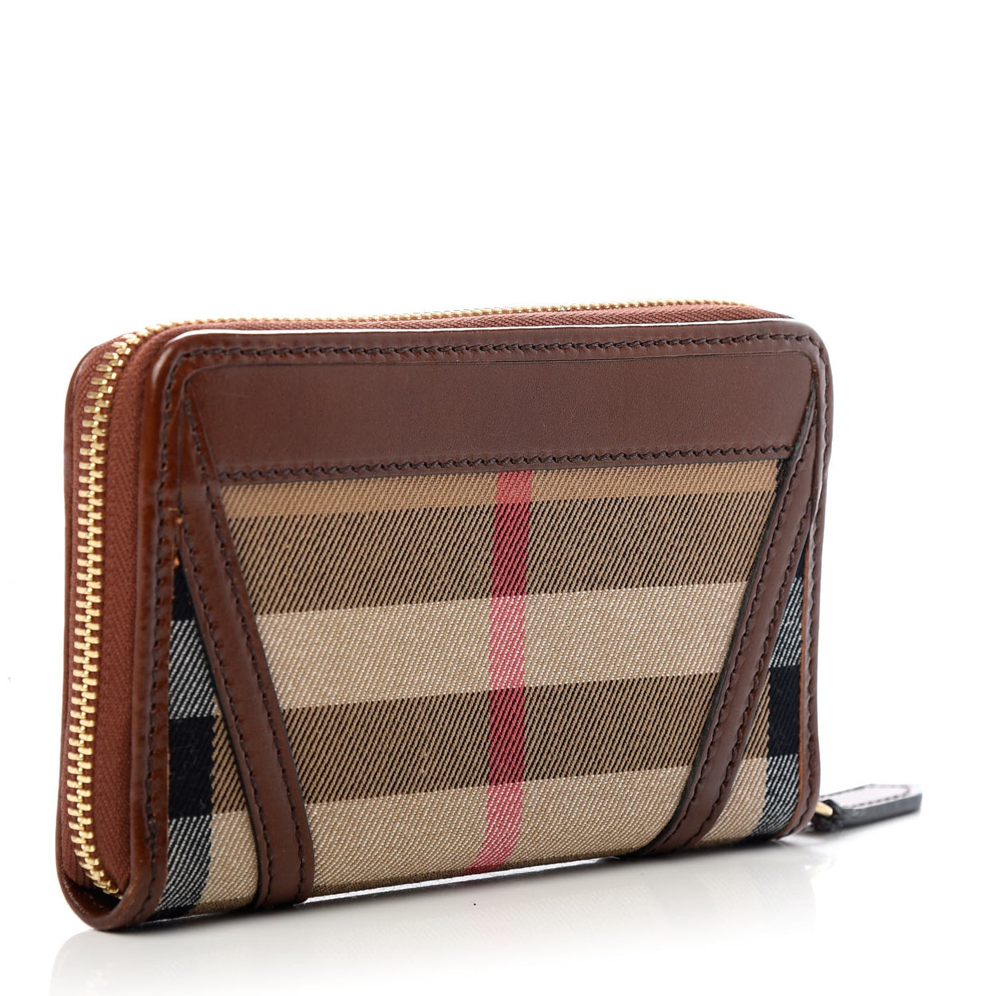 House Check Bridle Calfskin Small Wallet Dark Tan