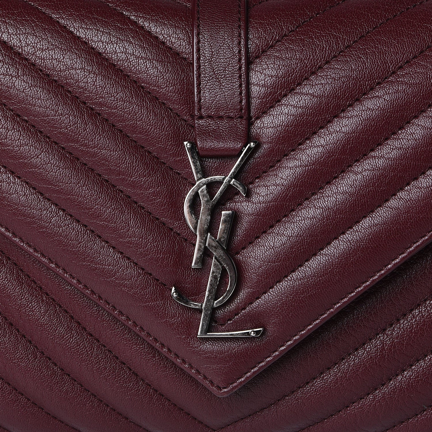 Saint Laurent Sheepskin Matelasse Chevron Medium College Bag Rouge Legion 11 of 11