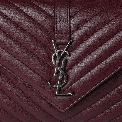 Saint Laurent Sheepskin Matelasse Chevron Medium College Bag Rouge Legion 11 of 11