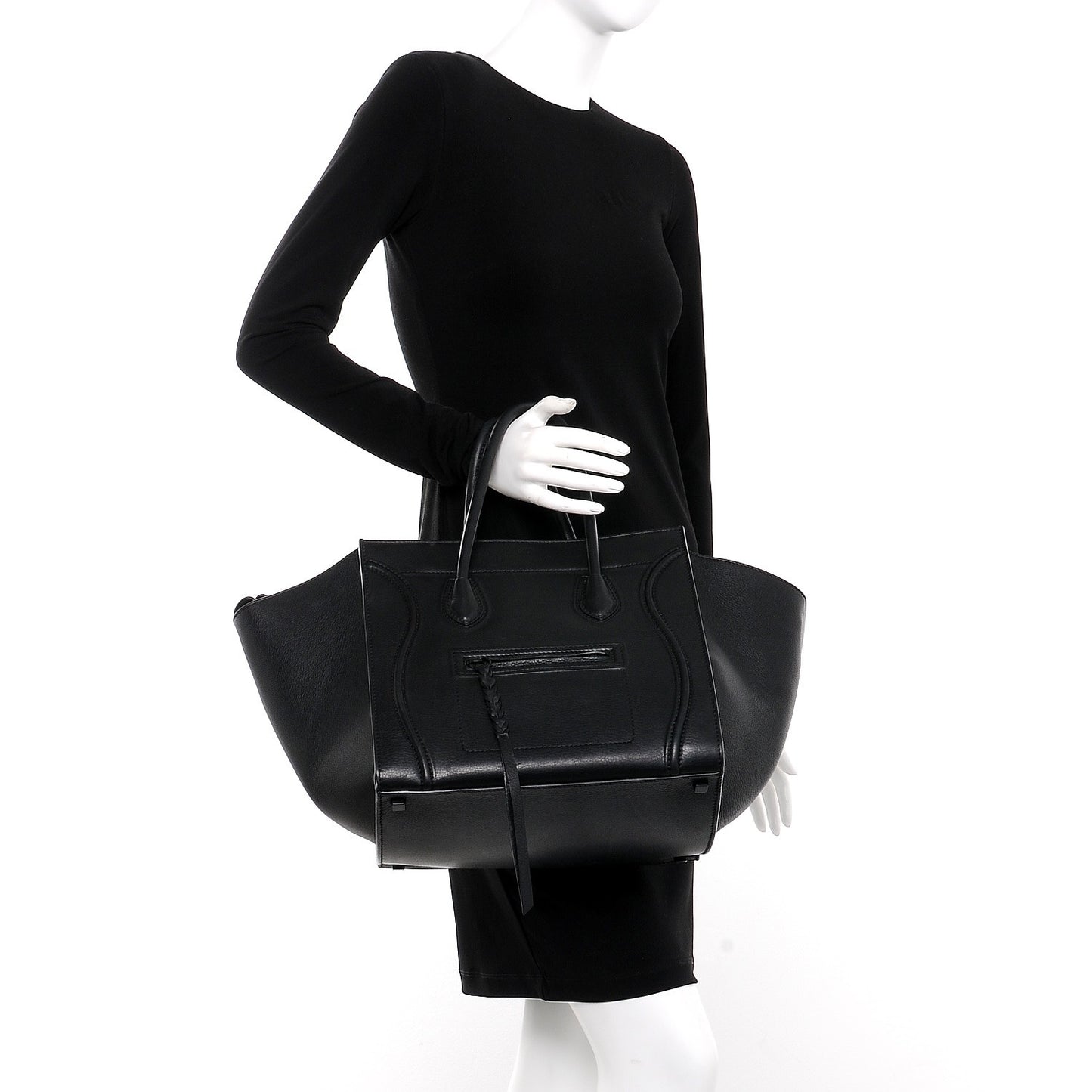 Supple Calfskin Medium Phantom Luggage Black