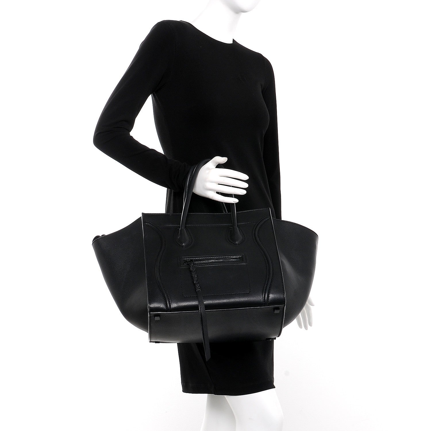 Celine Supple Calfskin Medium Phantom Luggage Black 2 of 13