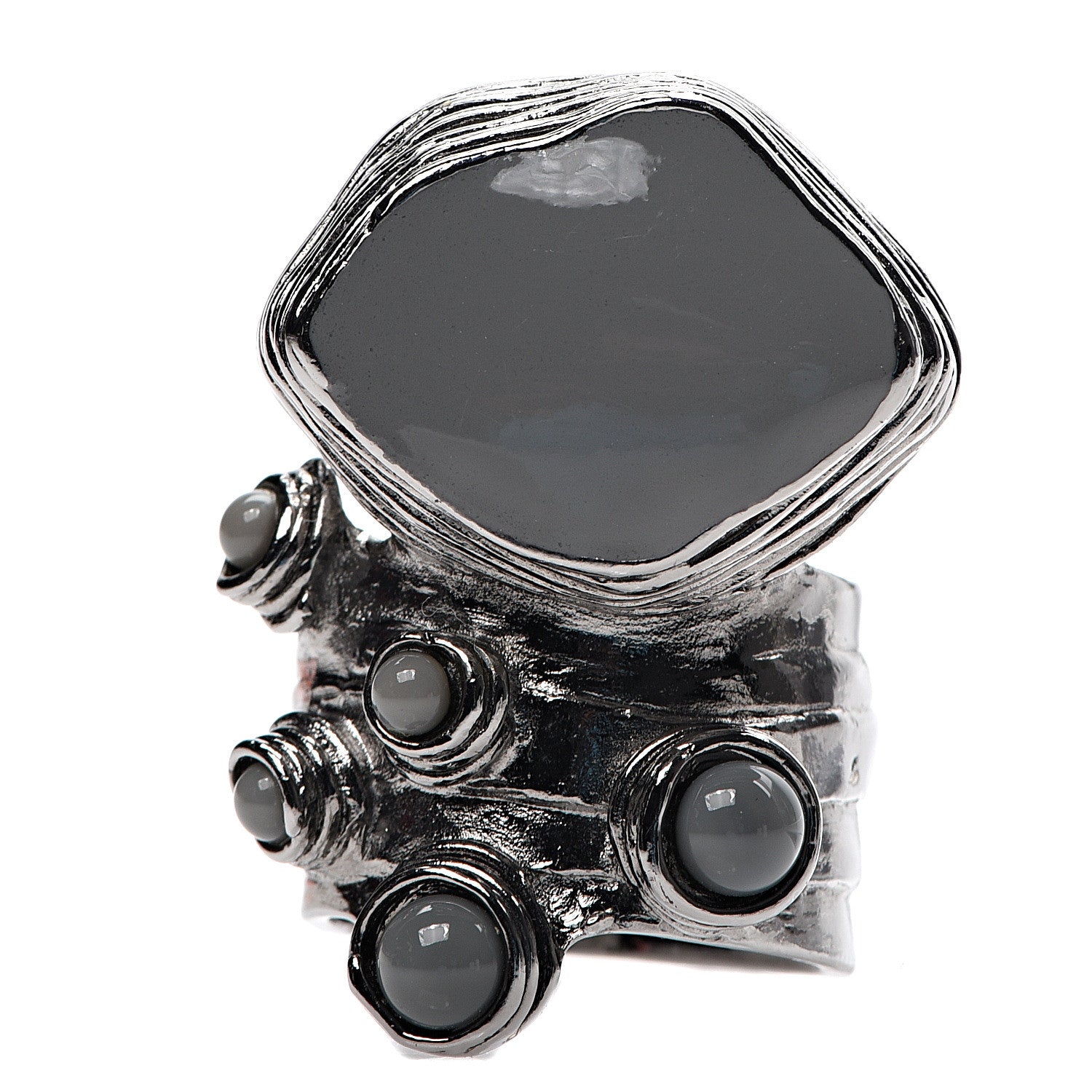Saint Laurent Enamel Arty Ring 7 Tin Black 1 of 4
