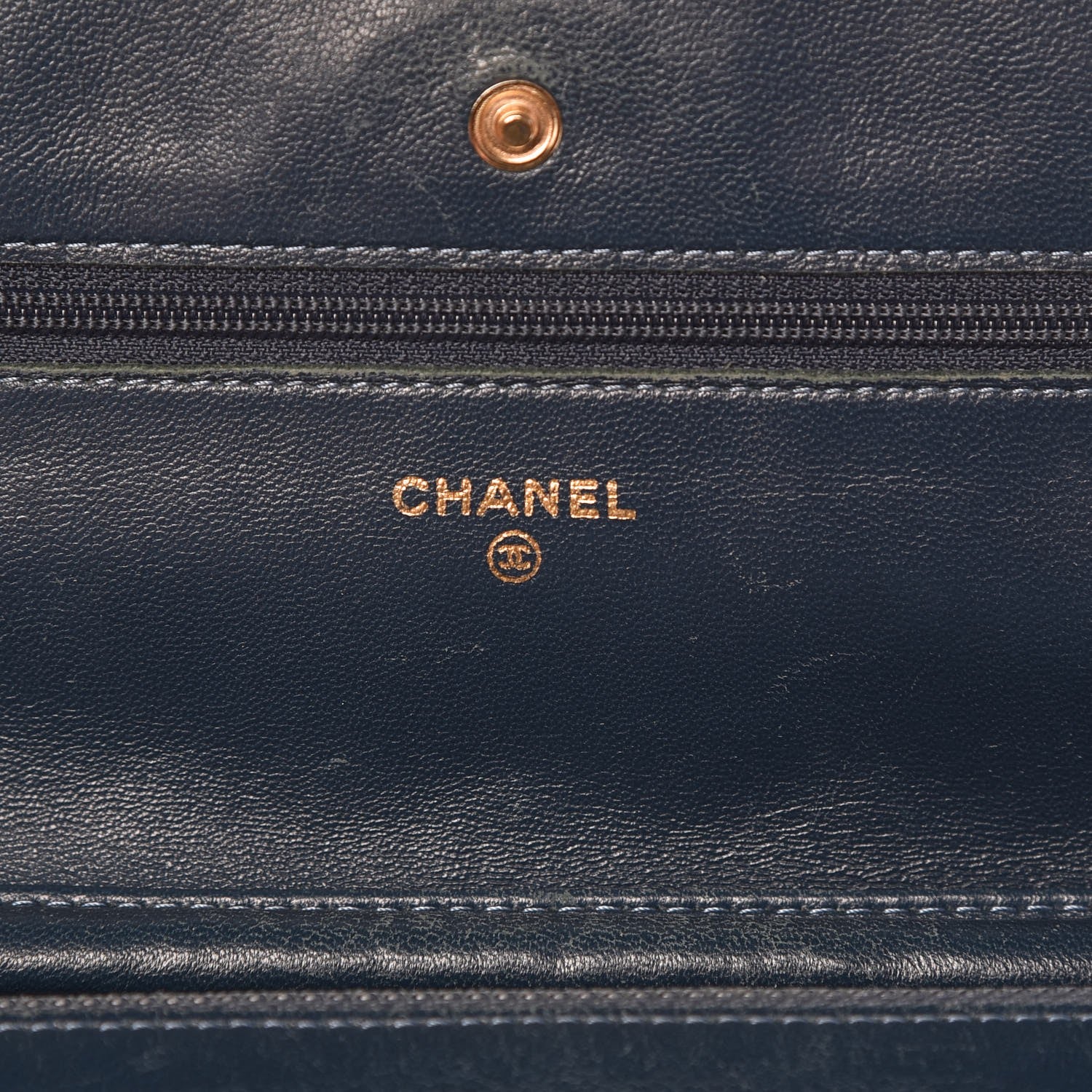 Chanel Lambskin Quilted Wallet On Chain WOC Blue 6 of 15