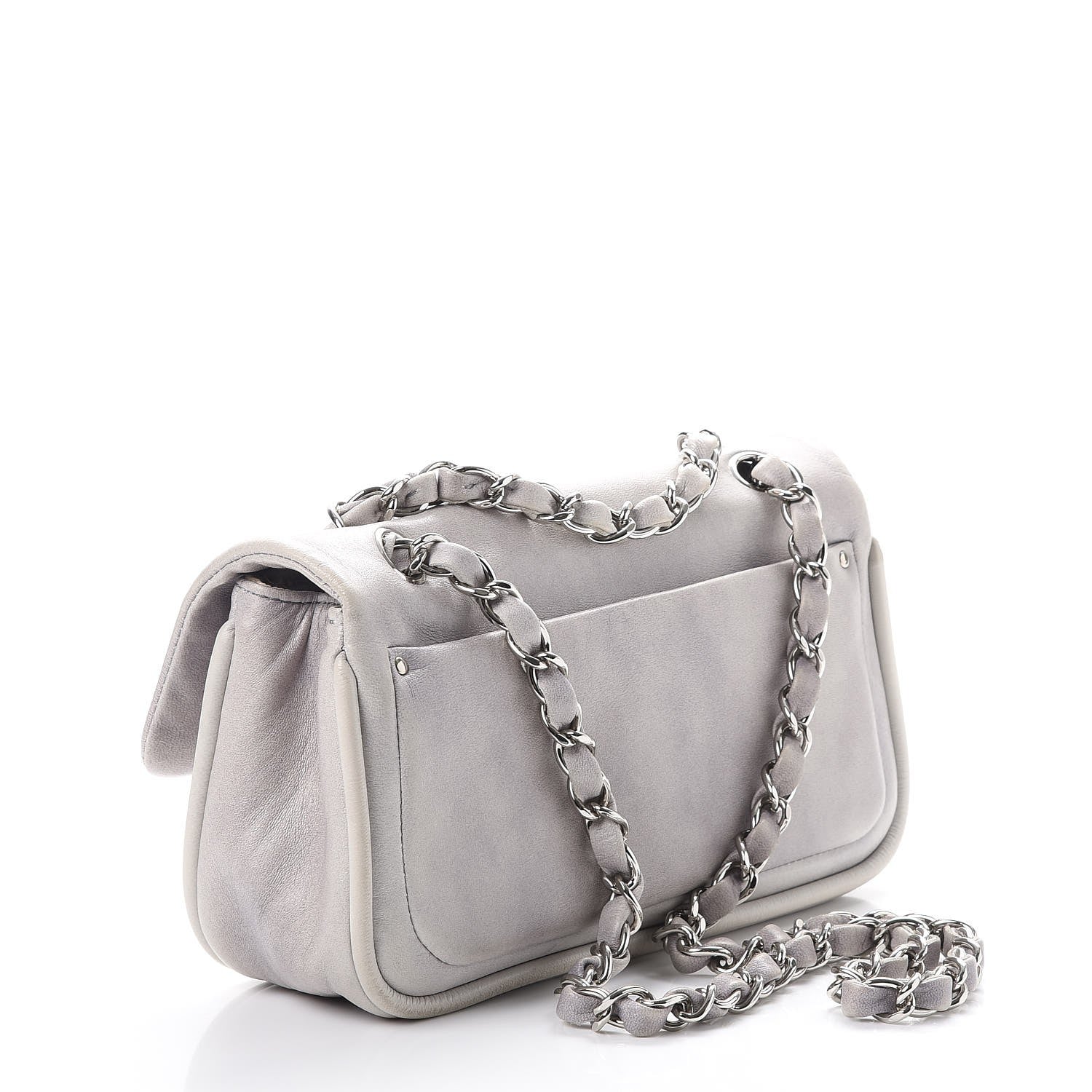Chanel Lambskin Diagonal CC Chain Flap Grey 3 of 12