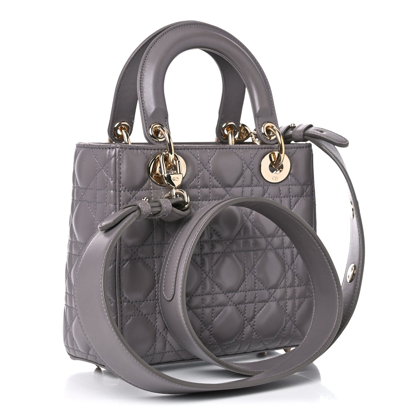 Lambskin Cannage Small Lucky Badges My Lady Dior Grey