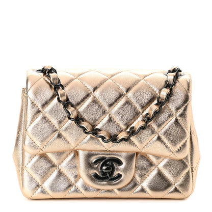 Chanel Metallic Lambskin Quilted Mini Square Flap Gold Black 1 of 9