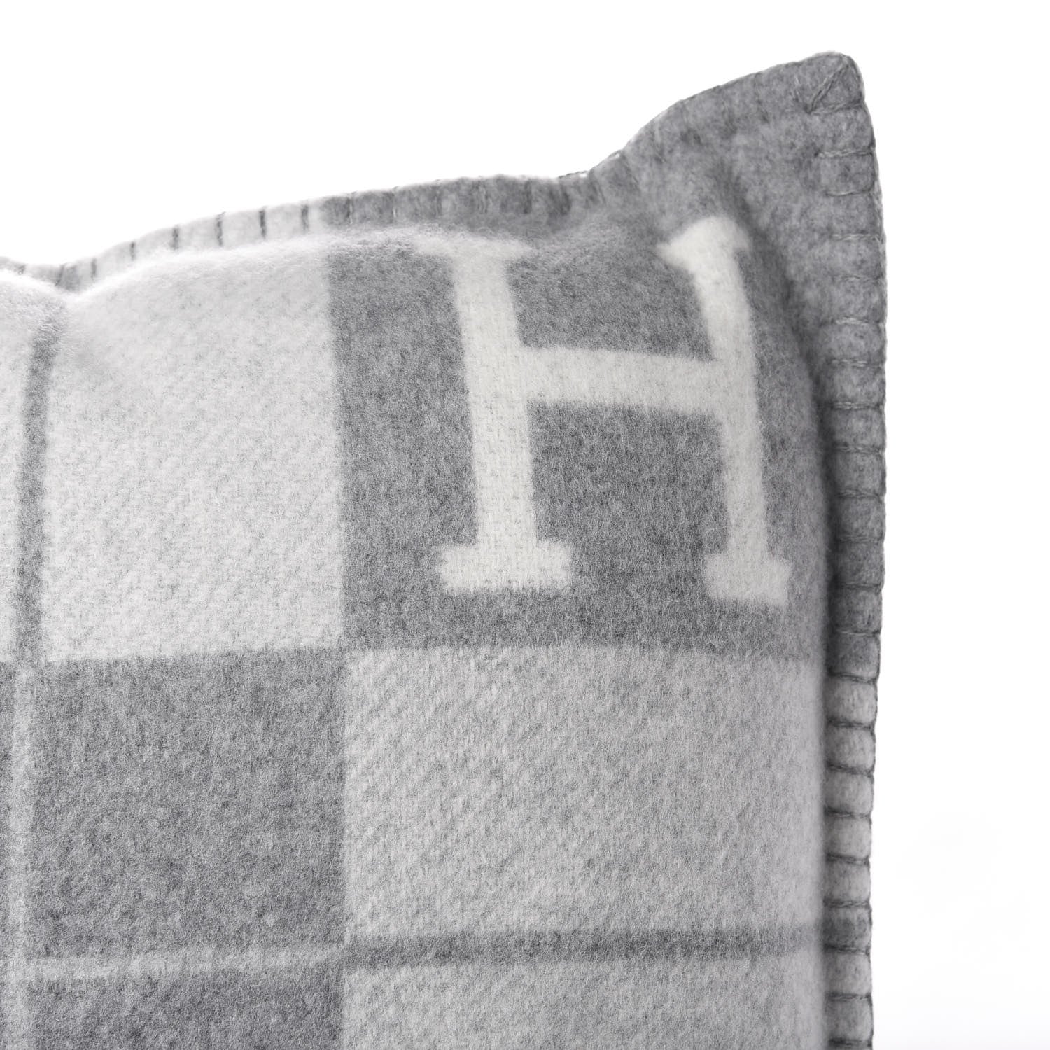 Hermes Wool Cashmere Avalon III Pillow PM Ecru Gris Clair 4 of 5