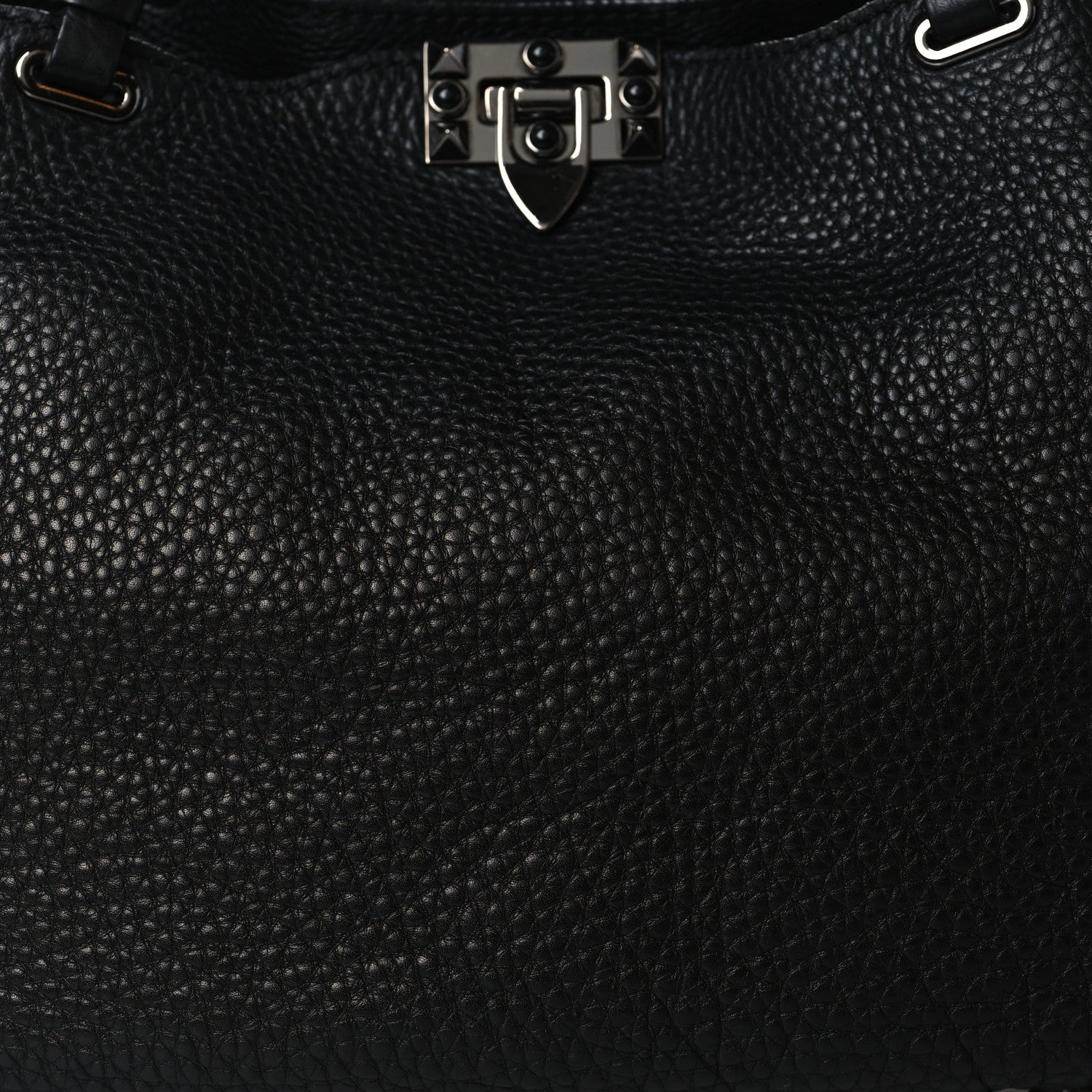 Valentino Garavani Grained Calfskin Onyx Medium Rockstud Rolling Tote Black 6 of 8