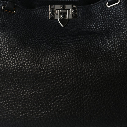 Valentino Garavani Grained Calfskin Onyx Medium Rockstud Rolling Tote Black 6 of 8