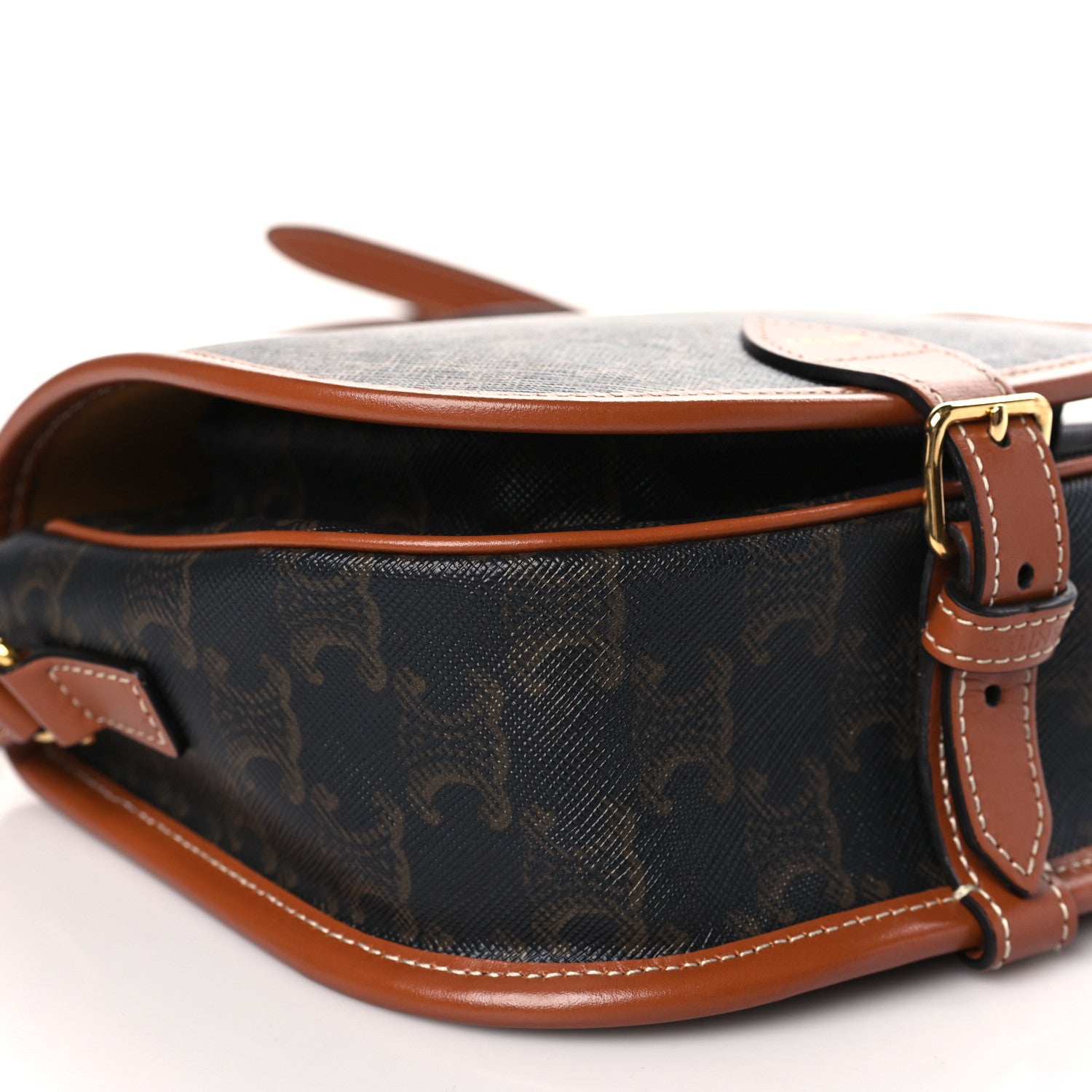 Celine Triomphe Canvas Medium Folco Bag Tan 8 of 9