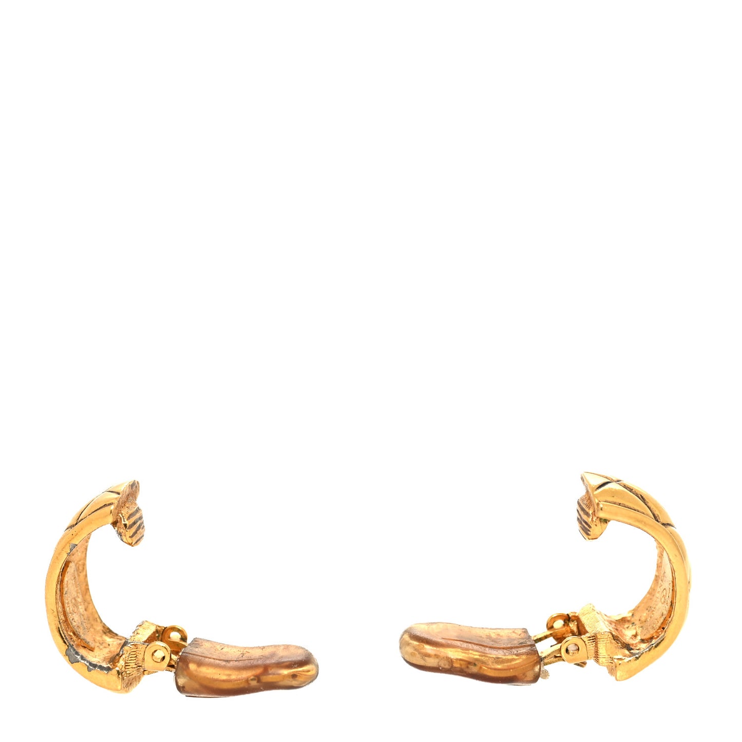 Quilted Hoop Clip On Earrings Gold