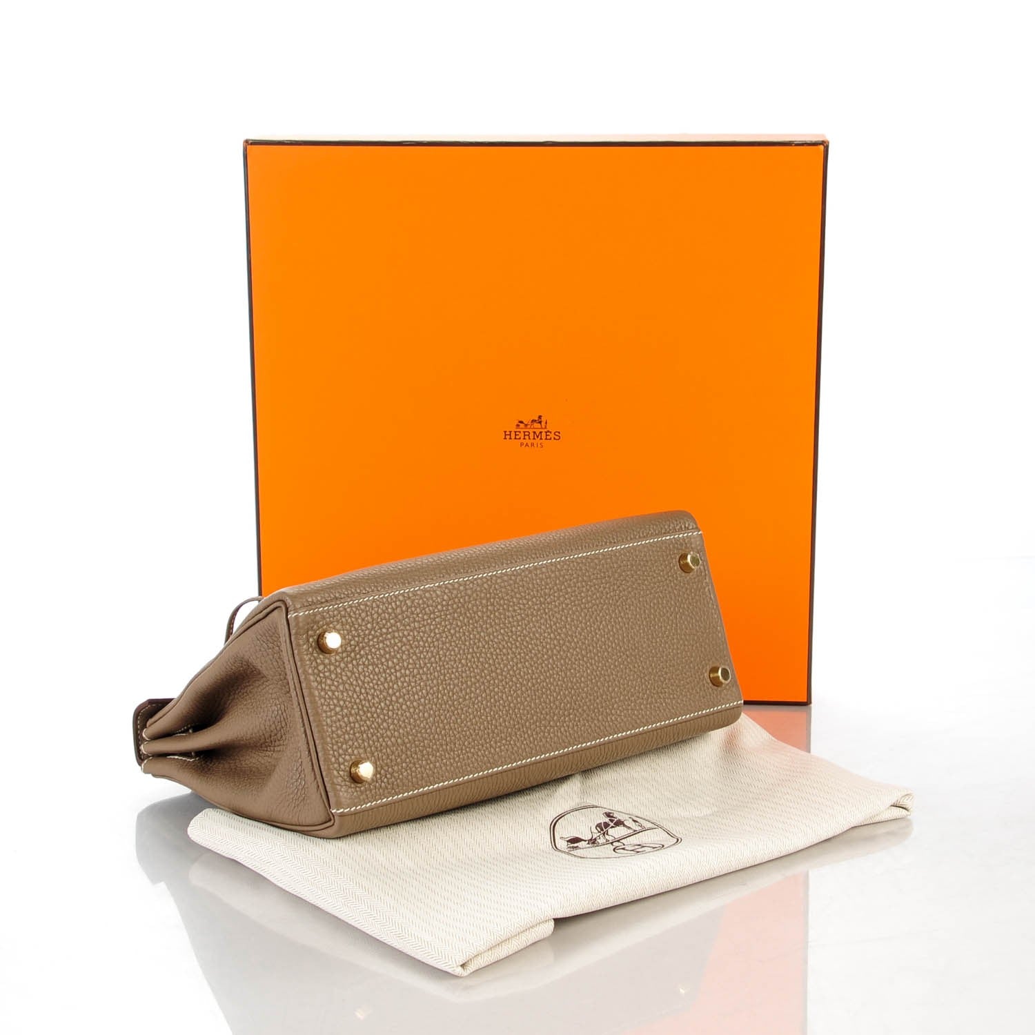 Hermes Taurillon Clemence Kelly Retourne 28 Etoupe 10 of 39
