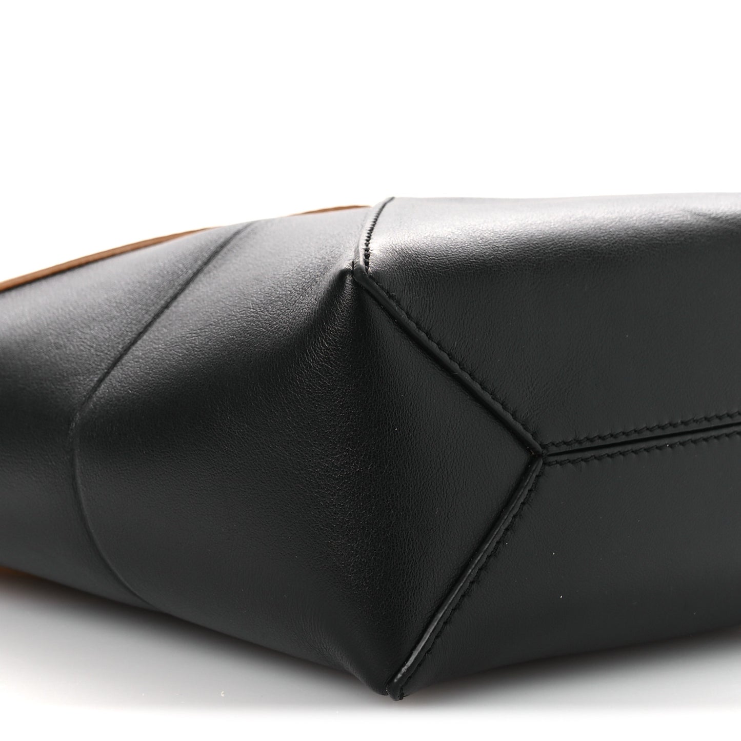Shiny Calfskin Mini Puzzle Fold Tote Warm Desert Black